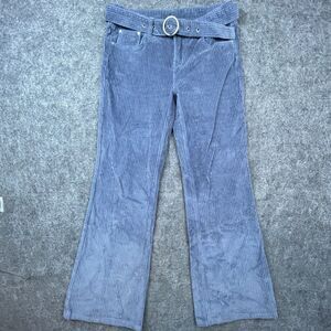 Milk It Folk Jean Corduroy Womens 12 Blue Flare Y2K 90s Belted Wide Leg